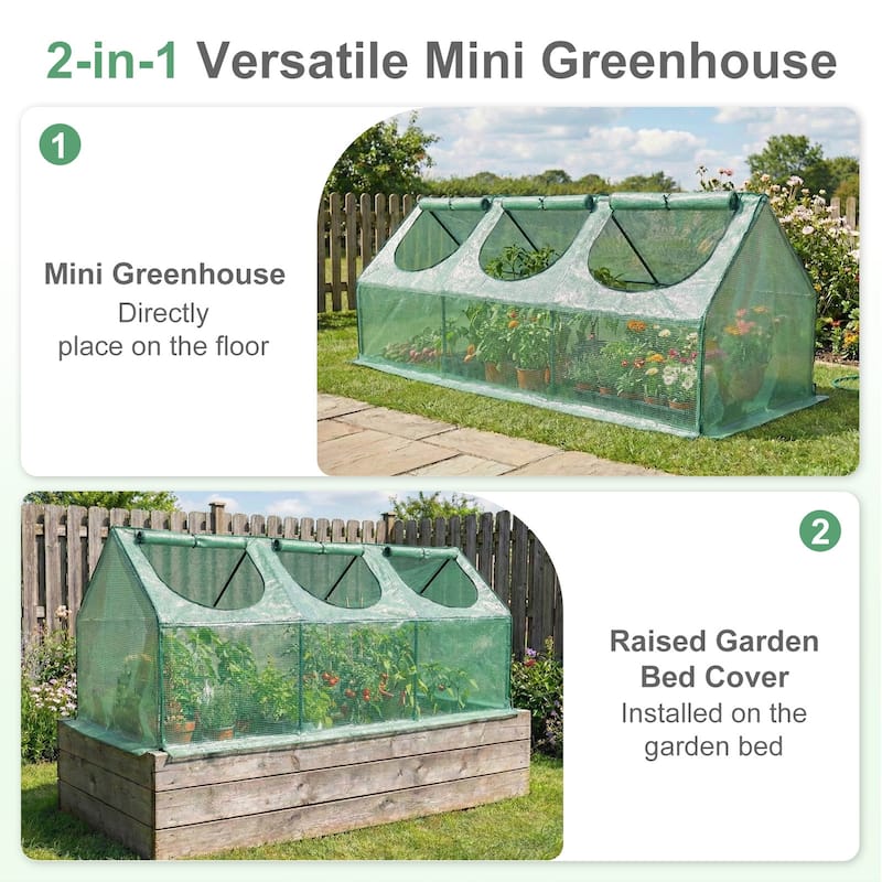 Aoodor Mini Greenhouse with 2 Zipper Doors,