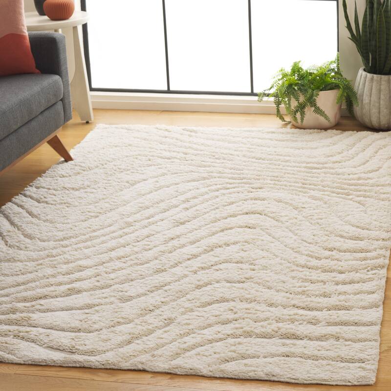 SAFAVIEH Hand-Woven Vermont Risa Transitional Wool Rug - 6' Square - Ivory
