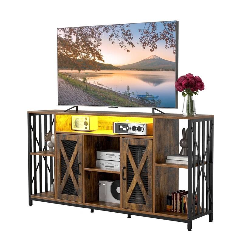 62.9"W LED TV Stand for 70 Inch TVs Cabinet with Power Outlets - 62 inches