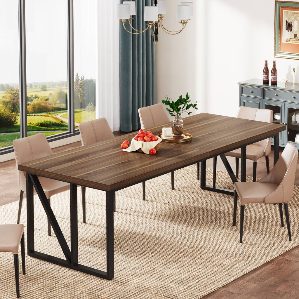 Extra Long Dining Room Table, 78.7 Inches Rectangular Dining Table, Kitchen Table