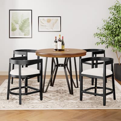 Ember 5-Piece Counter-Height Bar Set with Rubberwood Chairs and Ash Wood Table by Christopher Knight Home