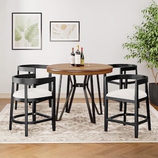 Ember  5-Piece Counter-Height Bar Set with Rubberwood Chairs and Ash Wood Table by Christopher Knight Home