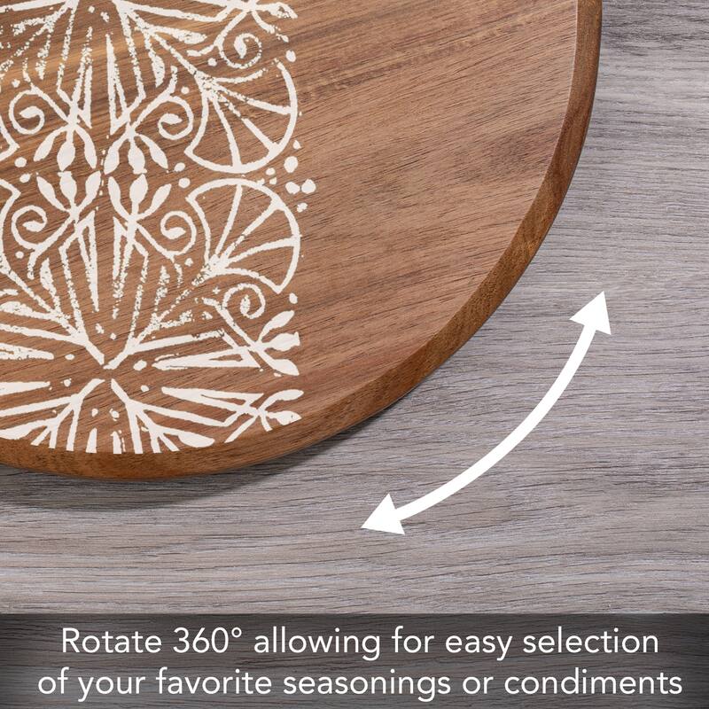 Mohave Round Acacia Wood Lazy Susan Turntable 14" Diameter for Serving Kitchen Organization Condiment Caddy