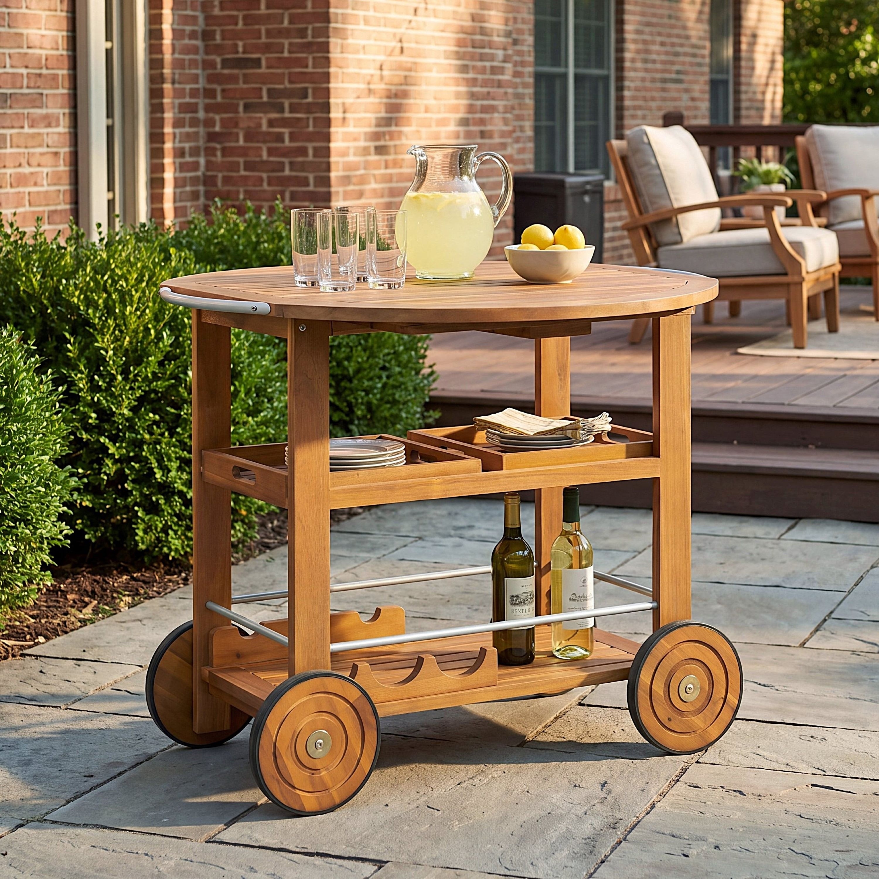 Christopher Knight Home - Teakline Outdoor Acacia Wood Bar Cart