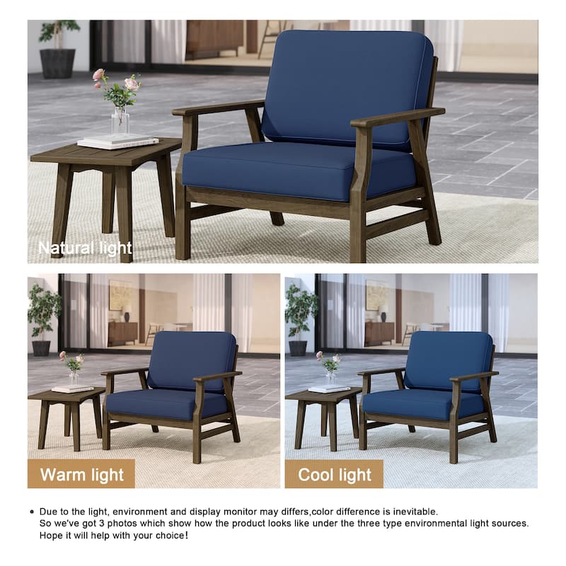 2 Set Outdoor Club Chairs with Cushions Acacia Wood Patio Chairs