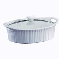 Corningware 1105935 French White Oval Casserole with Glass Cover, 2.5 Qt