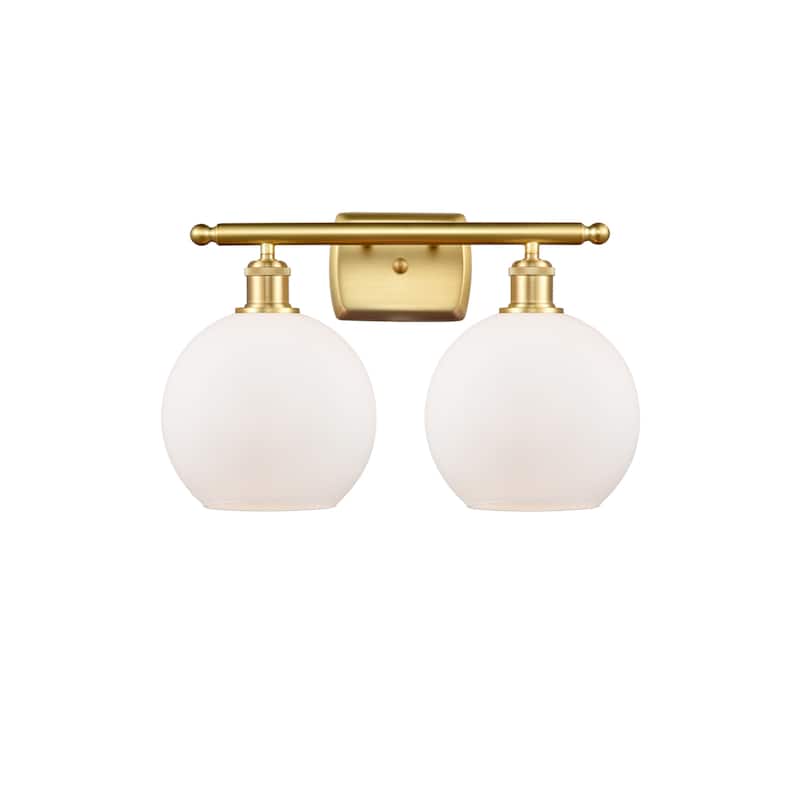 Innovations Lighting 516-2W-12-18 Athens Vanity Athens 2 Light 18" - Satin Gold / Matte White