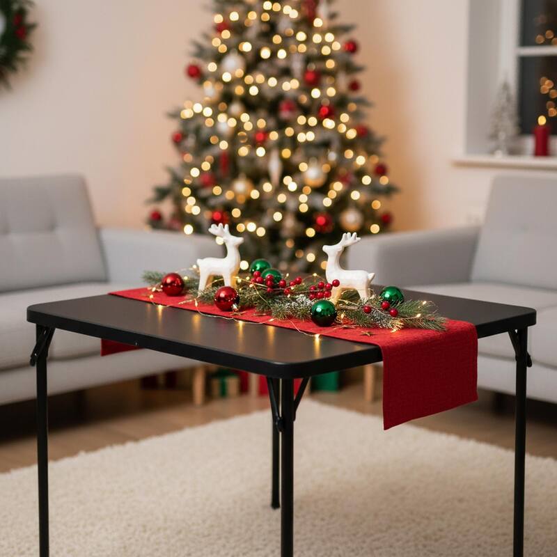 HOMYLIN 34" Square Folding Table with Sturdy Frame for Indoor/Outdoor