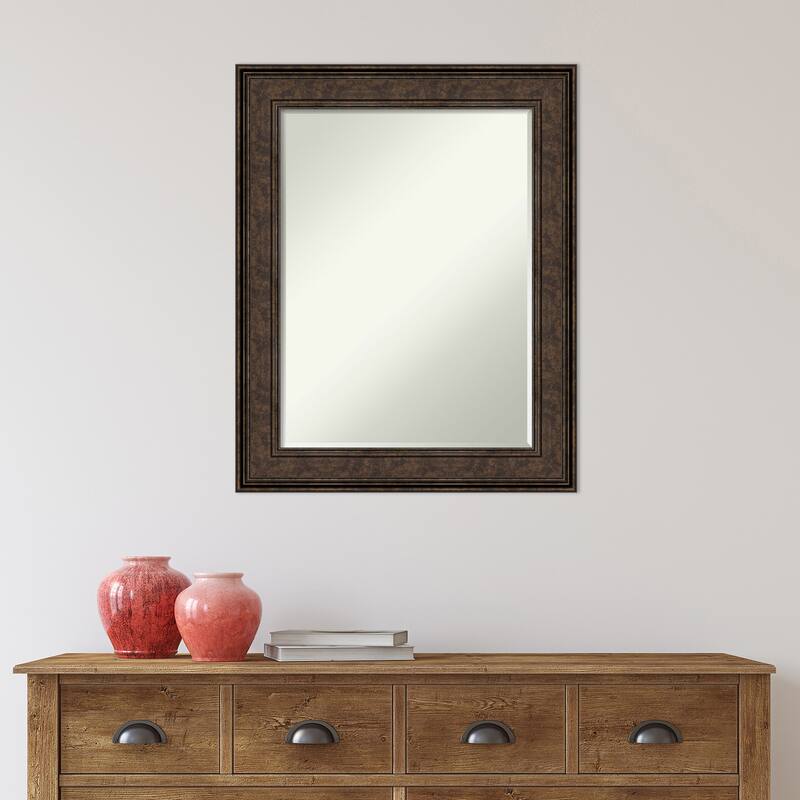 Petite Bevel Wall Mirror - Ridge Black Frame - 24 x 30 in
