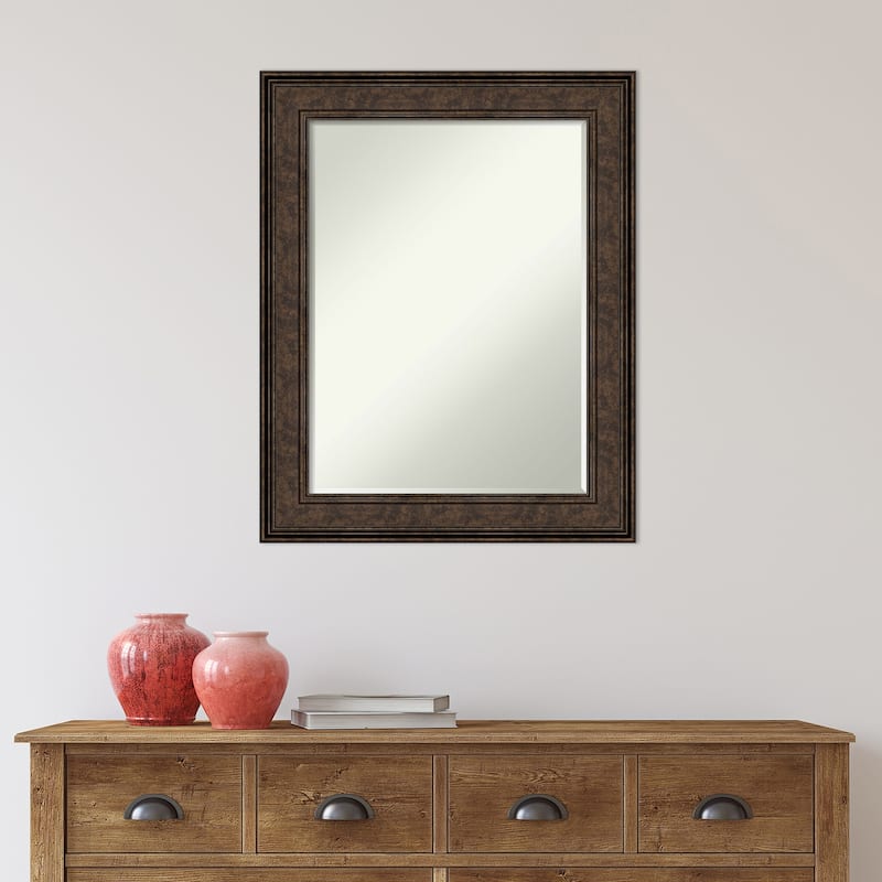 Petite Bevel Bathroom Wall Mirror - Ridge Bronze Frame - Ridge Bronze - 24 x 30 in