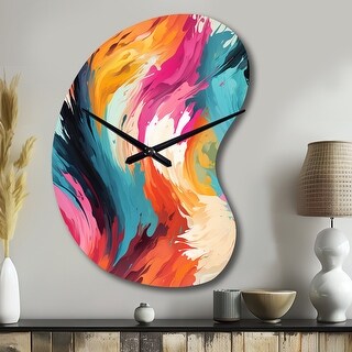 Colorful Painterly Ikat Symphony - Abstract Large Wall Clocks - Modern ...