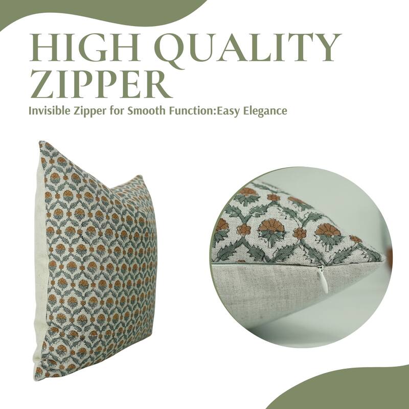 Fabdivine Polka Dots Grey Pure Linen Cushion Cover Soft, 12x20 Inches Handmade Block Print Bedroom or Farmhouse Décor, Shivri