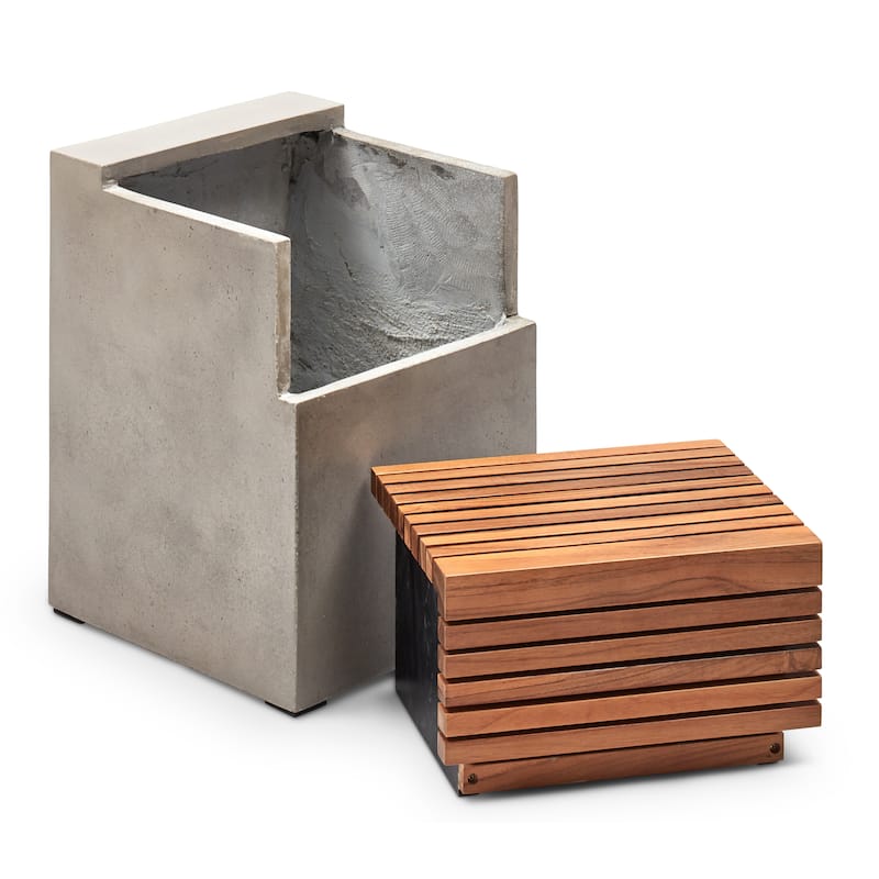 Urbia Stecca Cascata Concrete & Teak Stool