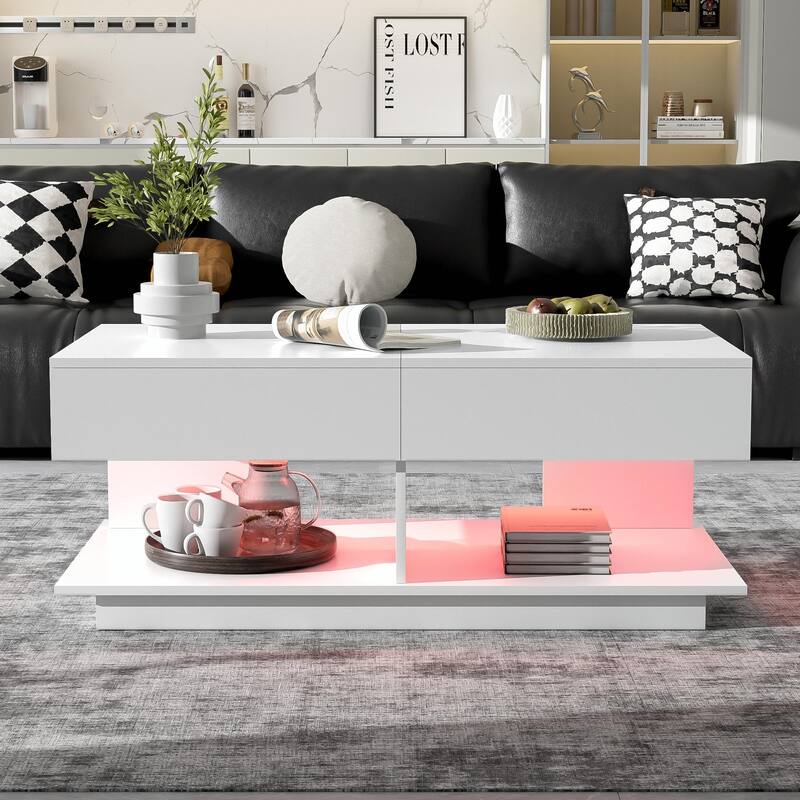 41.3''-76.7'' Extendable Coffee Table, Efficient Central Coffee Table with Multiple Storage Compartments