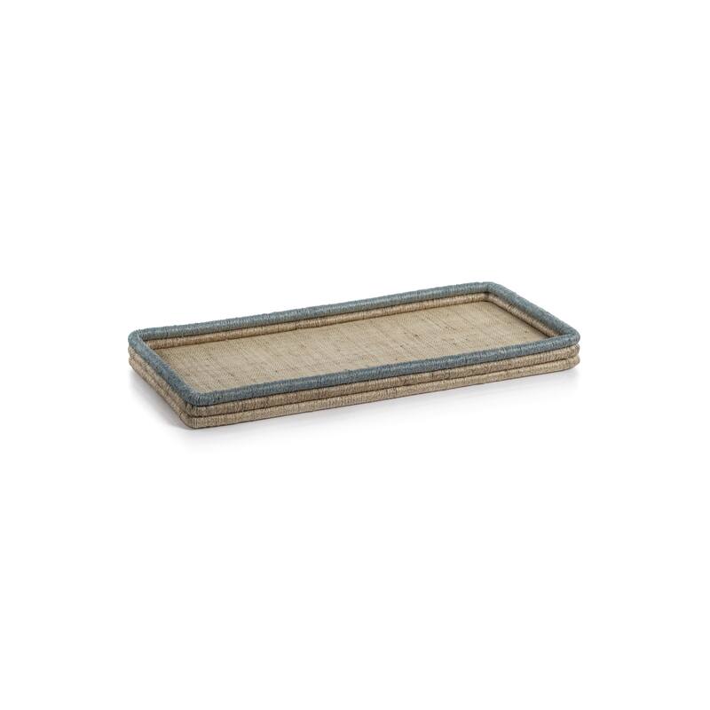 Laloma Coiled Rattan & Abaca Serving Tray - Medium-Rectangle