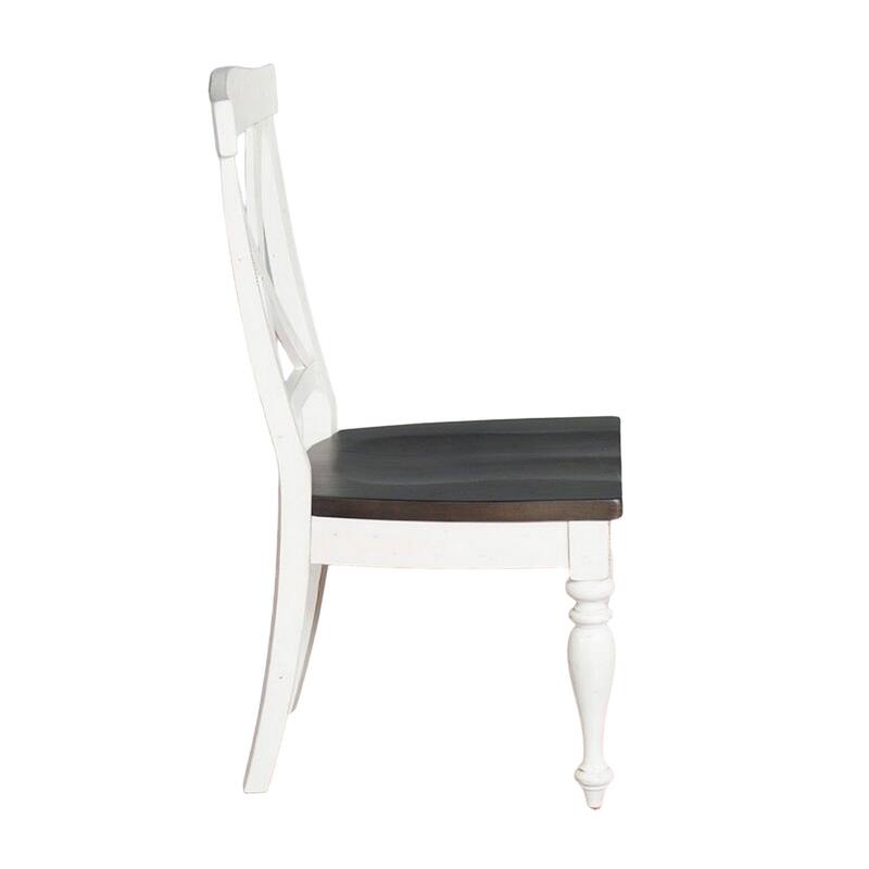 Orso Dining Side Chair Set of 2, Crossback, Brown Wood Seat, White