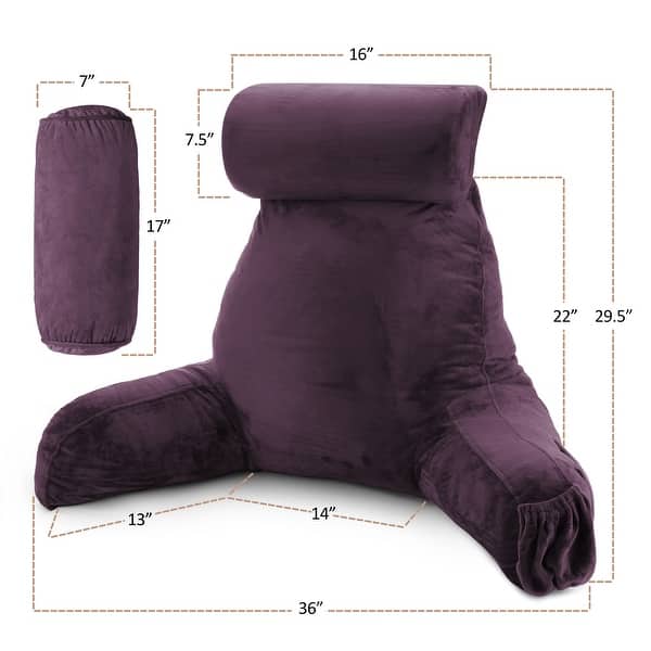 dimension image slide 49 of 62, Nestl Memory Foam Reading Pillow with Backrest, Arms and Pockets