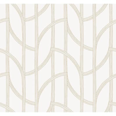 A-Street Prints Salvo Gold Curved Contours Wallpaper