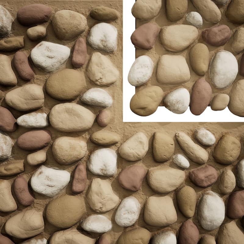 EverStone River Rock Faux Rock Panel, 49"W x 24 3/4"H x 3"D