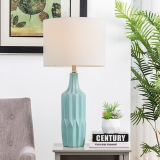 Glitzhome Matte Ceramic Table Lamp w/linen shade - Bed Bath & Beyond ...