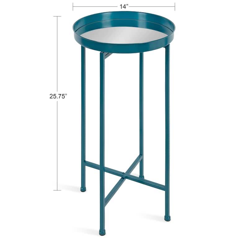 Kate and Laurel Celia Round Foldable Metal Accent Table - 14x14x26