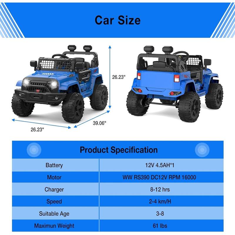 12V Ride Truck Car for Kids Electric Vehicles with Remote Control