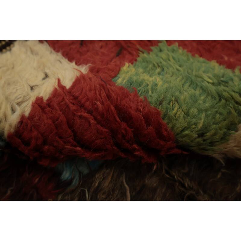 Hand Knotted Oriental 100% Wool Carpet Modern Geometric Brown Moroccan Area Rug - 9' 5'' X 6' 9''