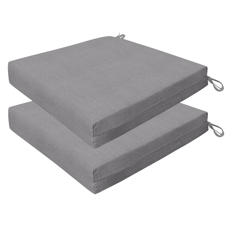 Outdoor Premium Dining Seat Cushion (2-Pack) - 20" wide x 20" deep x 4" thick - Heathered Solid Grey