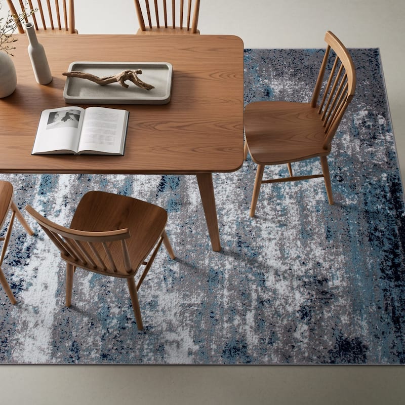 World Rug Gallery Distressed Abstract Watercolor Area Rug