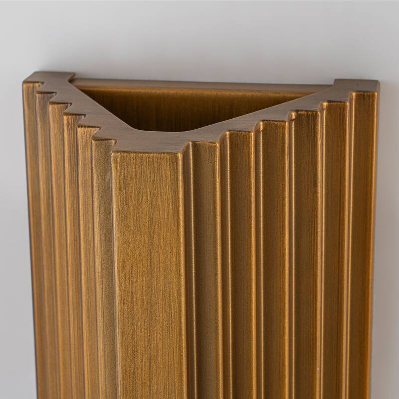 2-Light Industrial Antique Gold Outdoor Integrated LED Wall Sconce - H11" x W6.3" x D5"