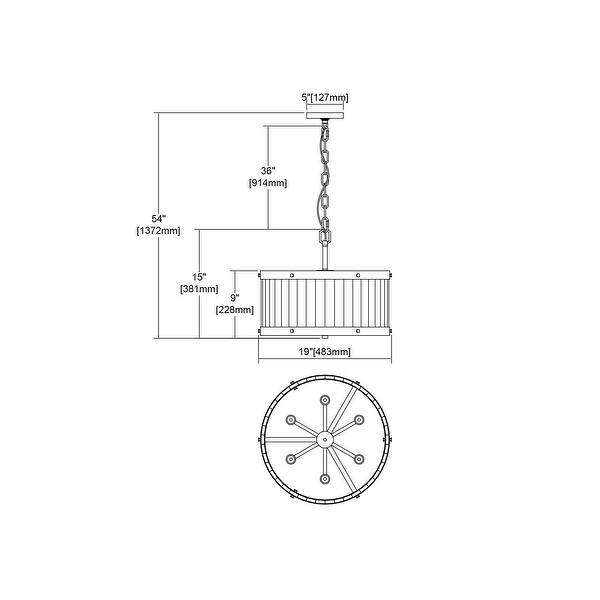 Elk Home Wooden Barrel Satin Brass Metal 6 Light Chandelier