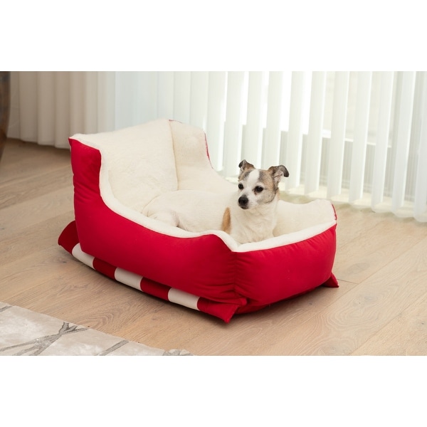Sherry Kline Red Velvet Sleigh Holiday Dog/Cat Bed - Bed Bath