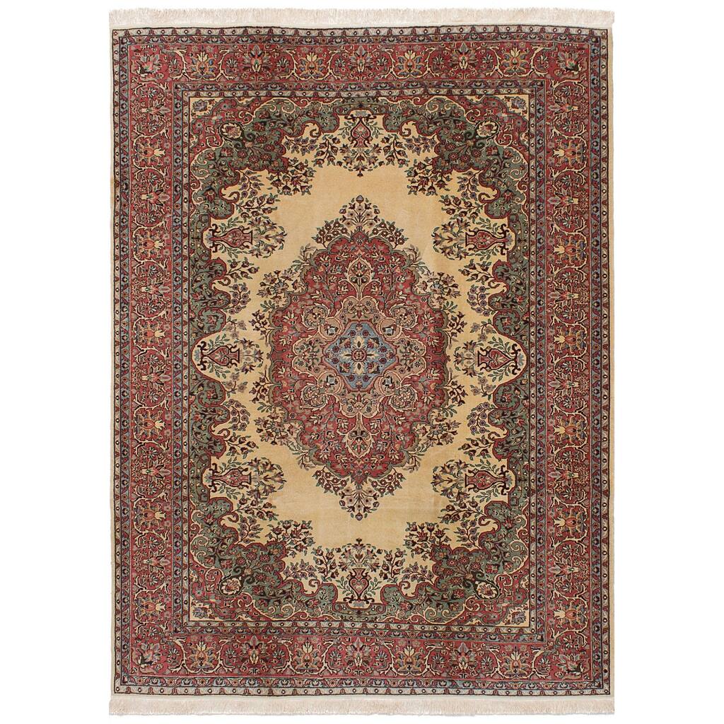 ECARPETGALLERY Hand-knotted Hereke Cream Wool Rug - 7'2 x 9'10
