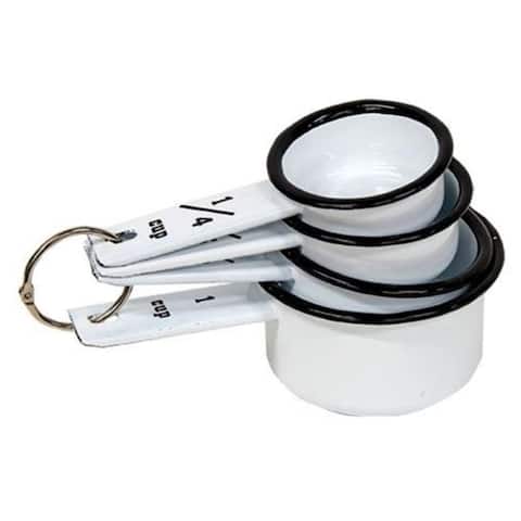 Black Rim Enamel Measuring Cups - White