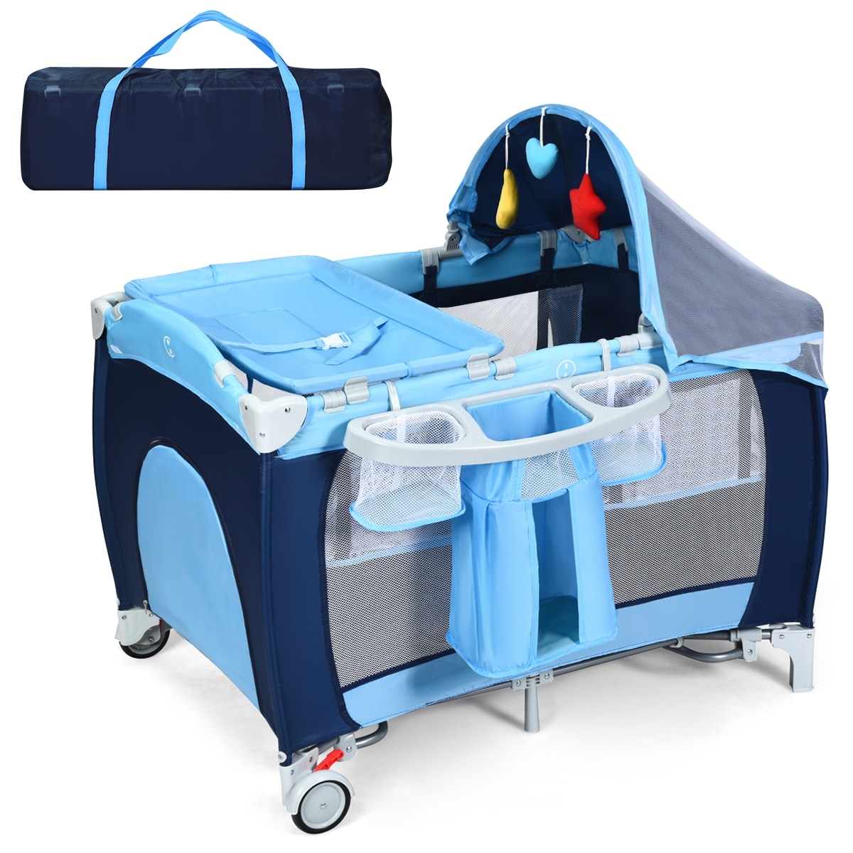 Costway Foldable Baby Crib Playpen Travel Infant Flat Bassinet Bed