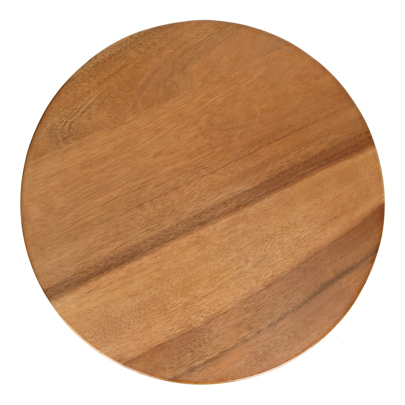 NPD Furniture Iris Round Rattan End Table with Wood Top