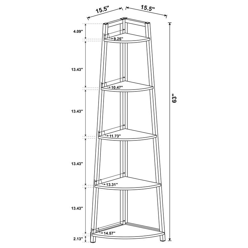 Jacksonville 63-inch 5-shelf Bookshelf Black and Aged Walnut - 15.50" x 15.50" x 63.00"