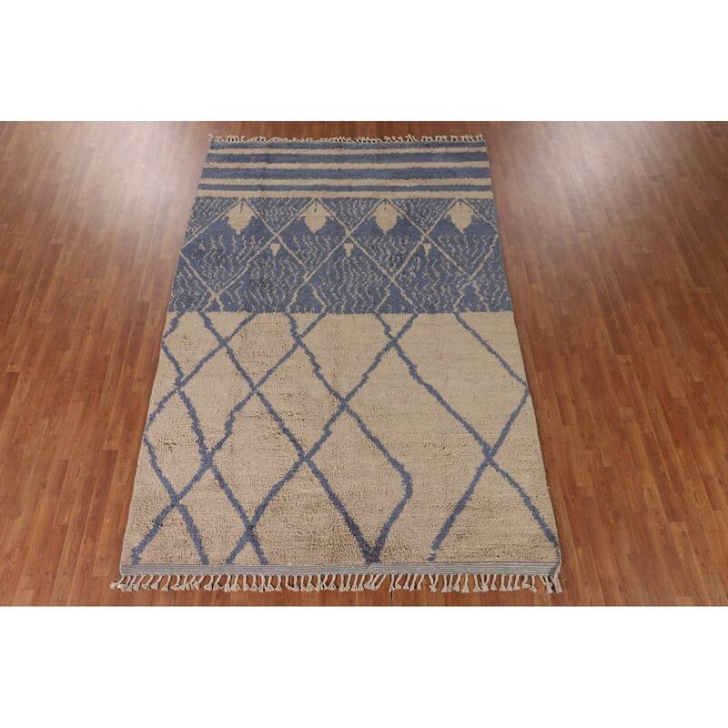 Plush Moroccan Oriental Area Rug Handmade Wool Carpet - 7'0" x 10'6"