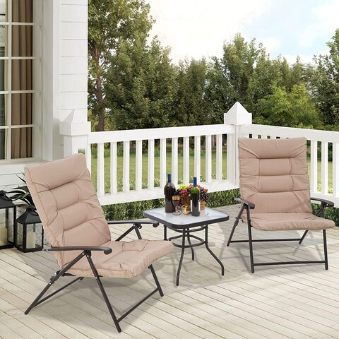 SUNCROWN 3 Piece Outdoor Patio Folding Chairs