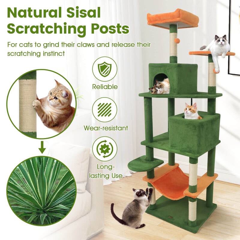 Costway 70” Cat Tree for Indoor Cats with Padded Top Perch, Dual - See Details