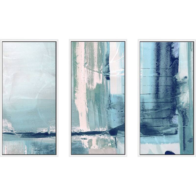 "Miss The Sea I Susan Jill" Print in Floating Canvas, Set of 3 - Blue