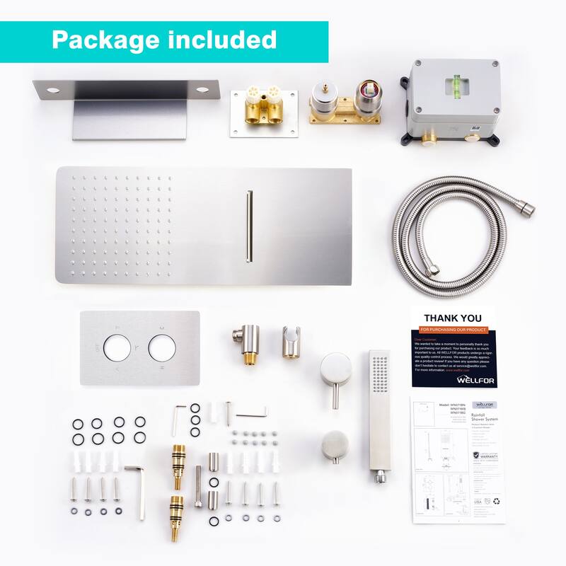 Rainfall Shower System With Hand shower And Concealed Pressure Balance Valve