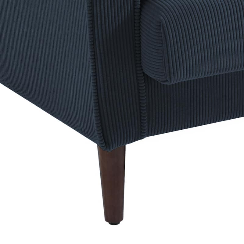 Corduroy Upholstered Armchair with Bolster Pillows Set of 2