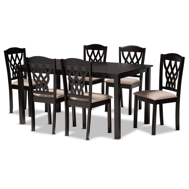 Salem Modern and Contemporary Wood 7-Piece Dining Set - Beige