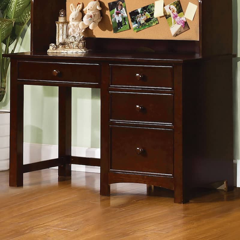 Romeo Transitional 48-inch Solid Wood 4-Drawer Computer Desk by Furniture of America - Dark Walnut