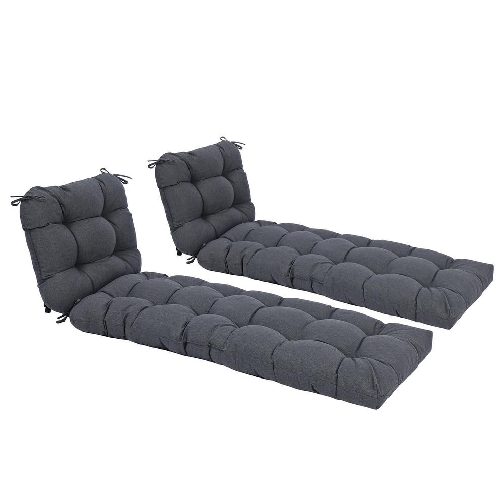 Aoodor Outdoor Tufted Chaise Lounge Cushion, 76" x 22"