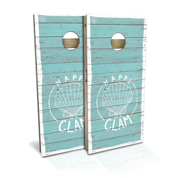 slide 2 of 8, Happy As A Clam Outdoor Cornhole Board Set Backyard 2x4 - Include Carrying Case