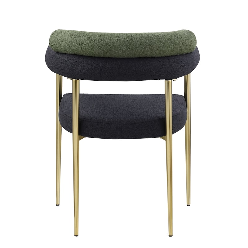 Modern Fabric Dining Chairs w/ Metal Leg and Curved Backrest(Set of 2) - N/A