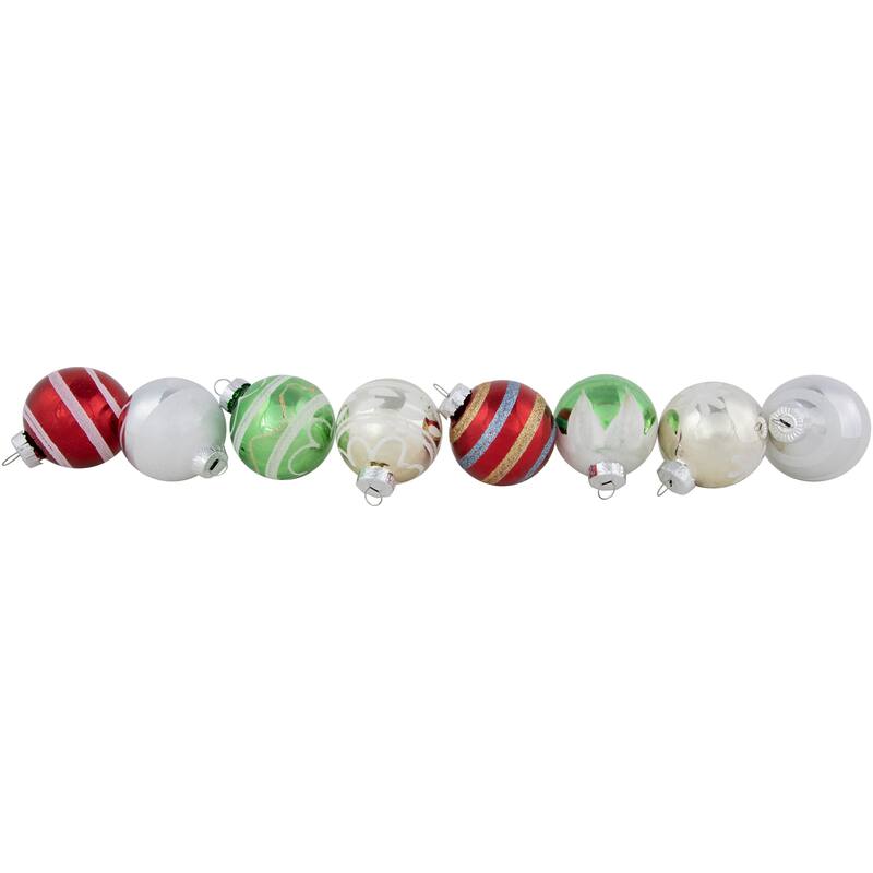 12ct Multi Color Vintage Design Glass Ball Christmas Ornaments 2.25"