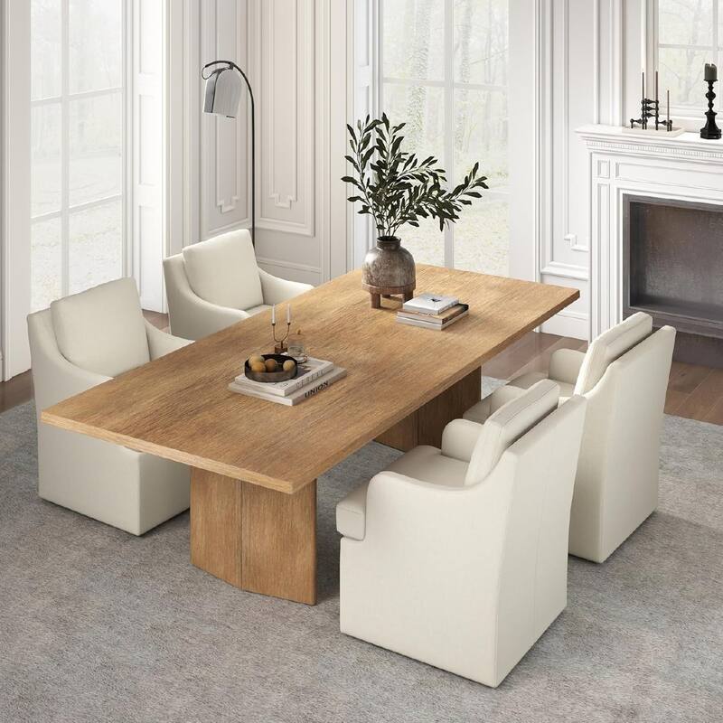 Upholstered Dining Chairs, Modern Kitchen Chairs Dinner Chairs with 4 Casters - Beige - Set of 4